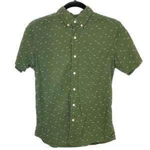 American Eagle Outfitters XS Button Down Green Short Sleeve Shirt